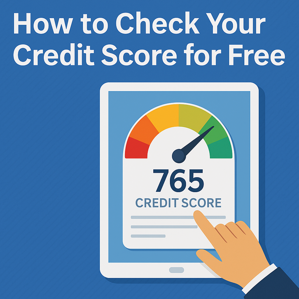 Tablet screen showing a credit score with a hand pointing, illustrating how to check your credit score for free.